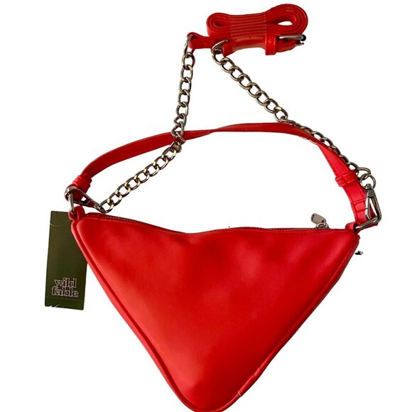 Wild Fable Coral Rhinestone Triangle Crossbody Bag Chain Adjustable Strap NWT - Picture 2 of 11